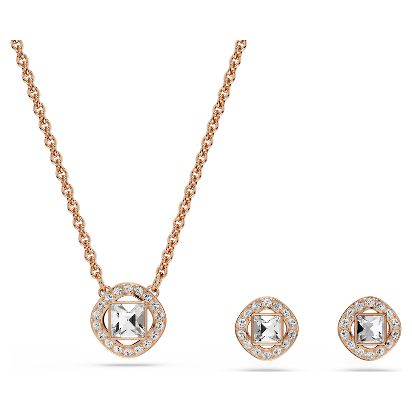 swarovski una angelic set  round cut  white  18k rose gold finish