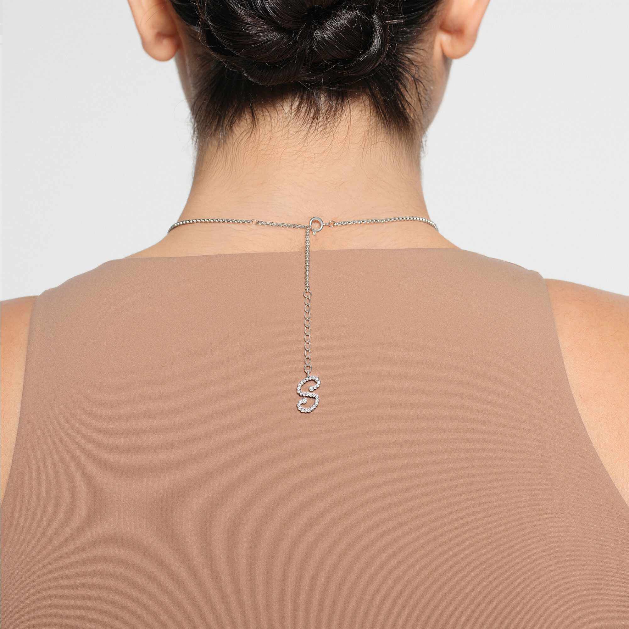 swarovski x skims body chain  mixed cuts  box chain  y shape  white  stainless steel