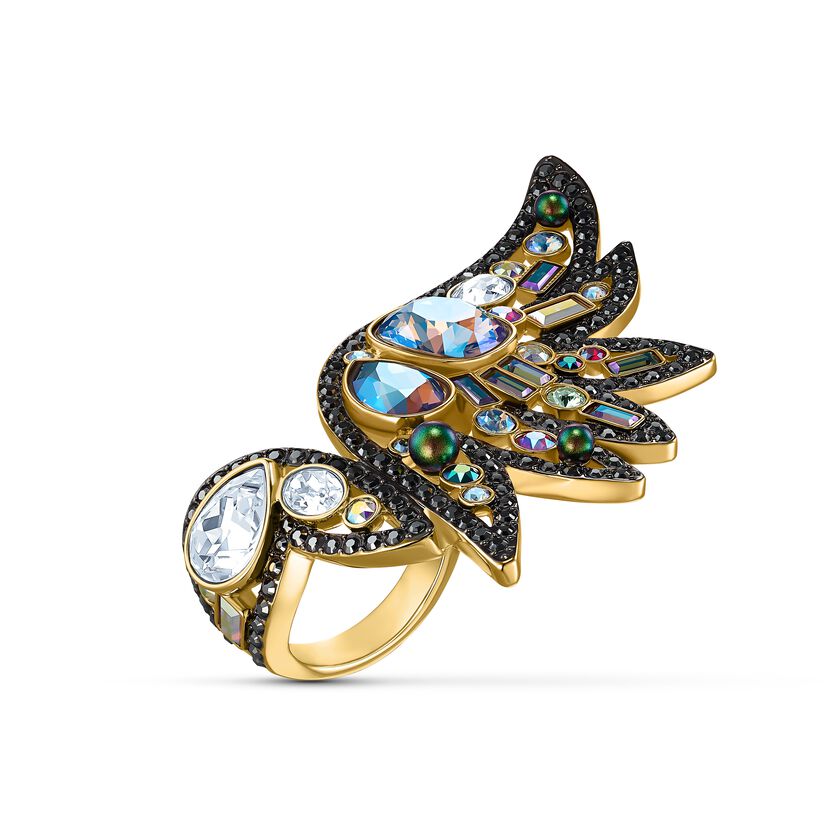 Shimmering Ring, Dark multi-colored, Mixed metal finish