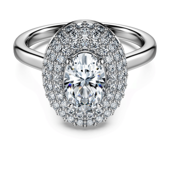 swarovski eternity halo solitaire ring  laboratory grown diamonds 1 5 ct tw  18k white gold