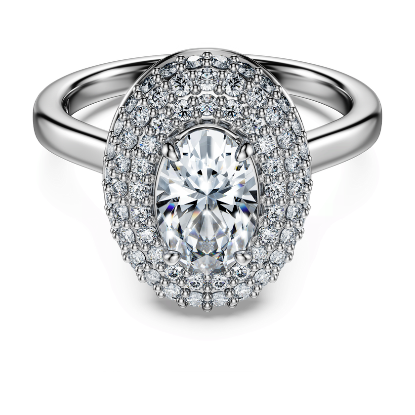swarovski eternity halo solitaire ring  laboratory grown diamonds 1 5 ct tw  18k white gold