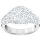 Stone Signet Ring, White, Rhodium Plating
