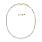 Tennis Deluxe Necklace, White, Gold-tone plated