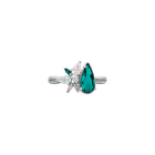 Botanical Ring, Green, Rhodium Plated