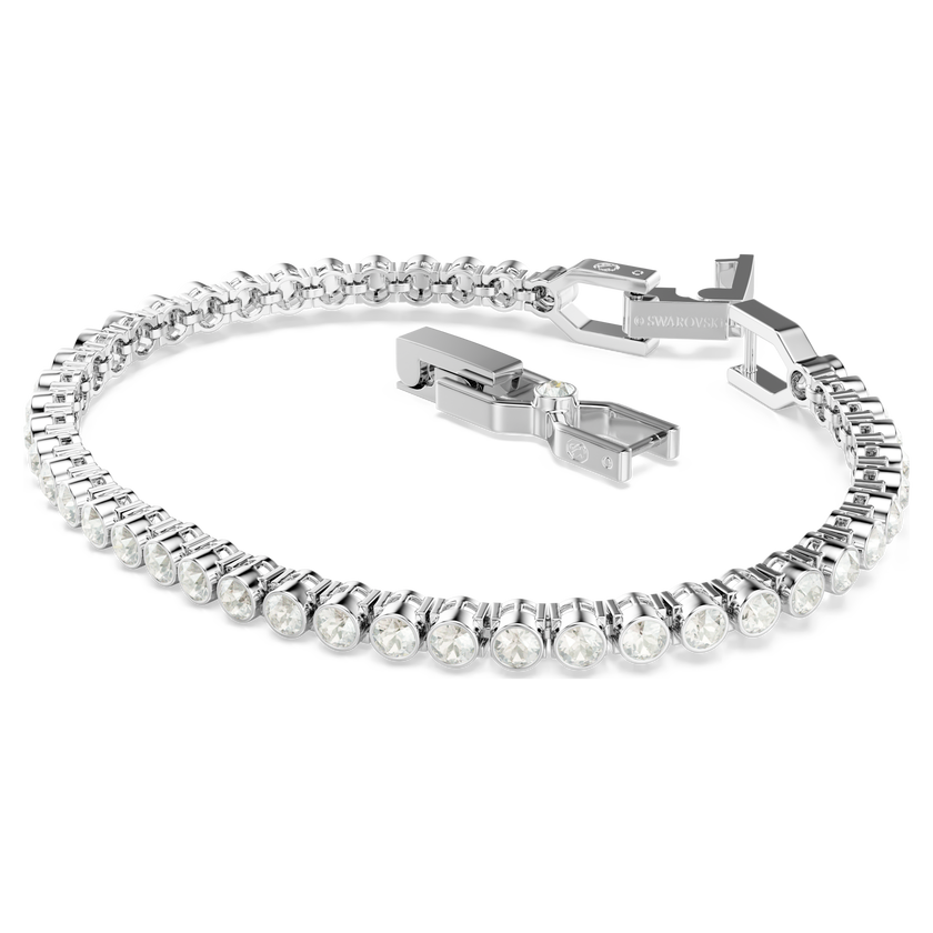 swarovski imber emily tennis bracelet  round cut  grey  rhodium plated
