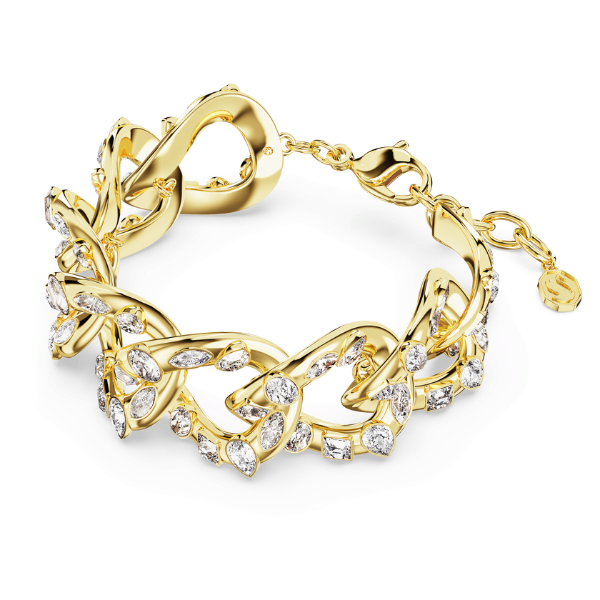 swarovski imber bracelet  statement  mixed cuts  white  gold tone plated