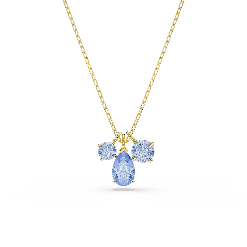 swarovski mesmera set  set  2   mixed cuts  blue  18k gold finish