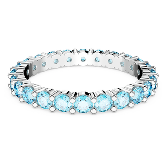 swarovski matrix ring  round cut  blue  rhodium plated