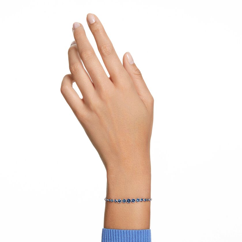 swarovski emily bracelet  mixed round cuts  blue  rhodium plated