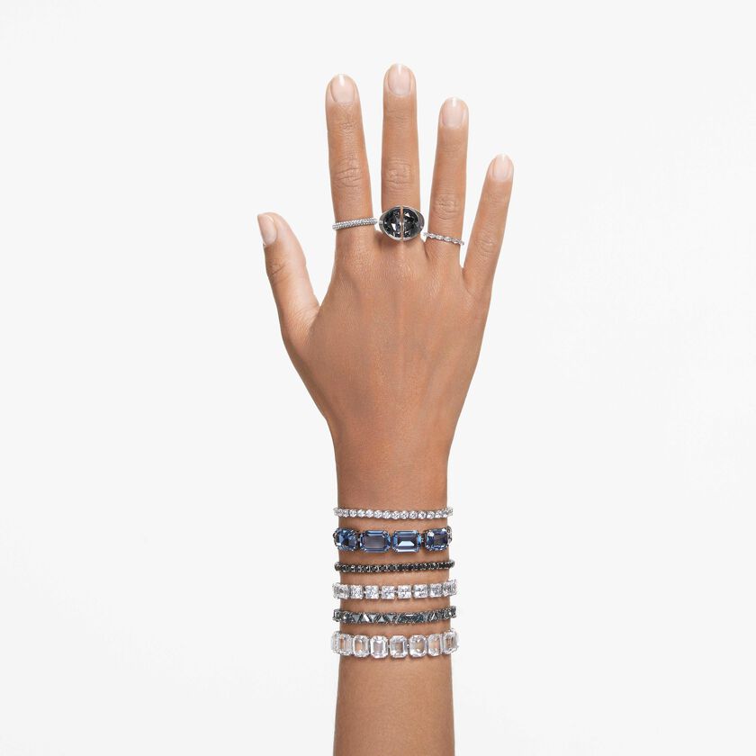 swarovski matrix tennis bracelet  round cut  white  rhodium plated