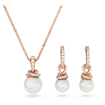swarovski originally set  crystal pearl  white  18k rose gold finish