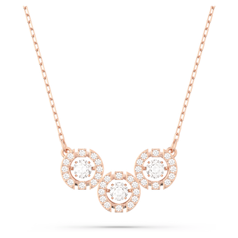 swarovski una necklace round cut white rose gold tone plated