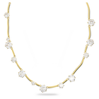 Constella necklace, Round cut crystal, White, Gold-tone plated
