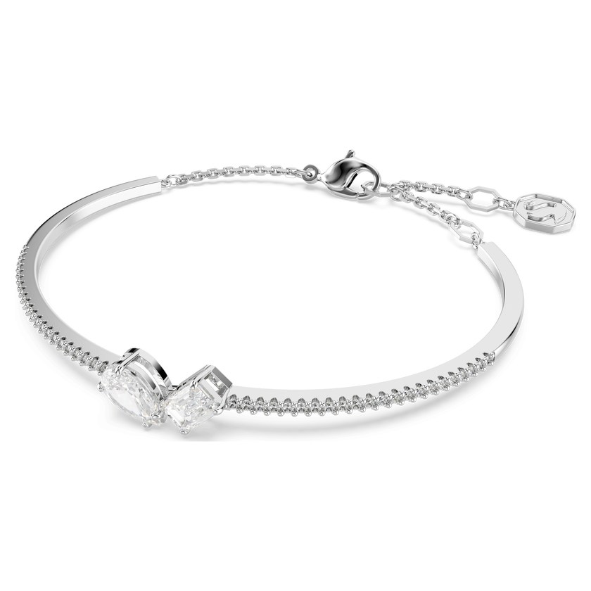 swarovski mesmera bangle  mixed cuts  white  rhodium plated
