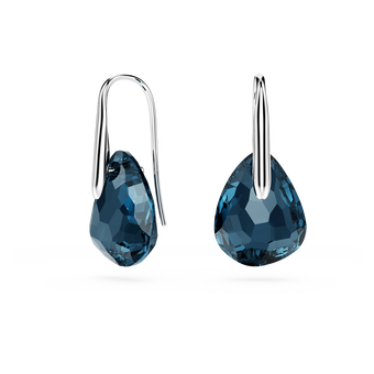 swarovski galet drop earrings  dark blue  rhodium plated