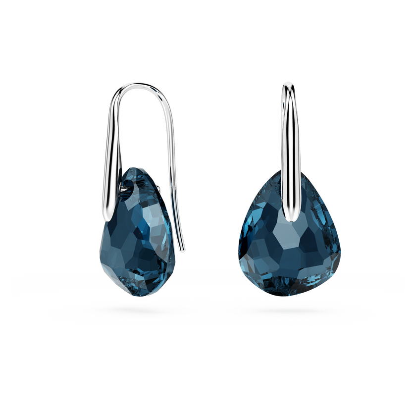 swarovski galet drop earrings  dark blue  rhodium plated
