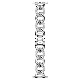 swarovski sparkling chain strap compatible with apple watch silver tone stainless steel