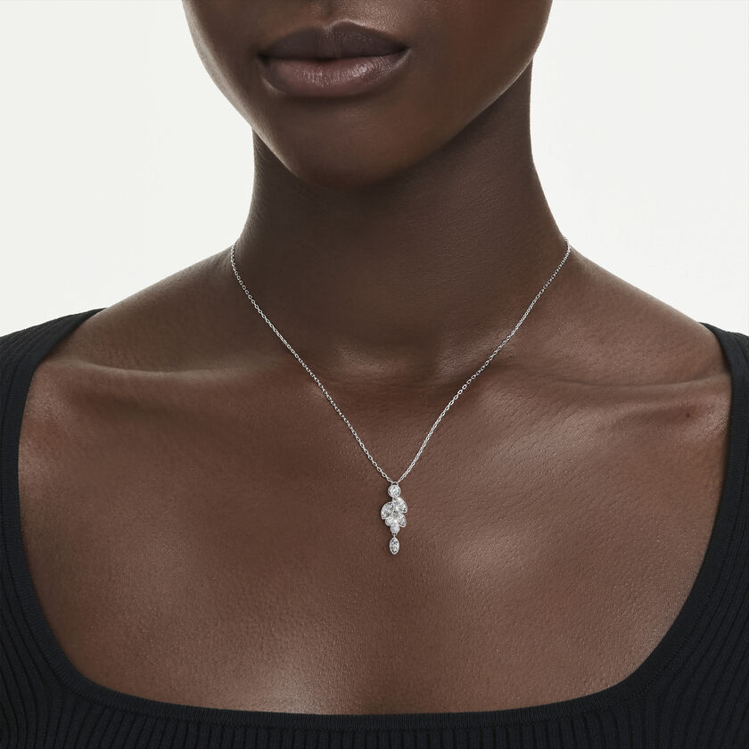 swarovski diapason pendant  mixed cuts  white  rhodium plated