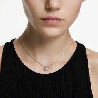 swarovski una angelic pendant  round cut  pav   white  rhodium plated
