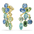 swarovski gema earrings  mixed cuts  multicolored  gold tone plated