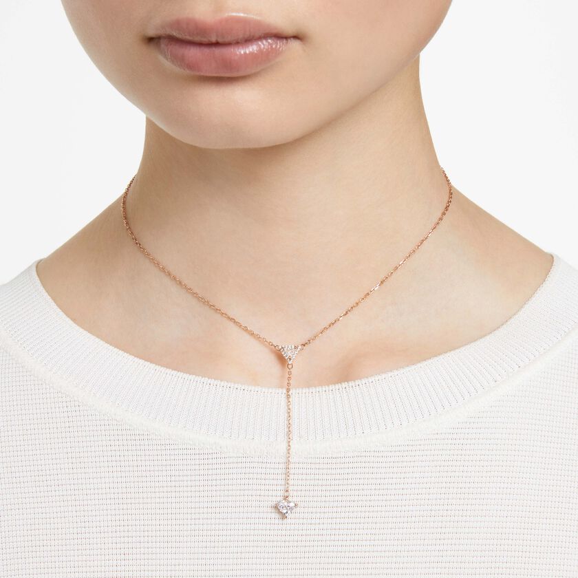 Buy Swarovski Ortyx Y necklace, Triangle cut, White, Rose goldtone