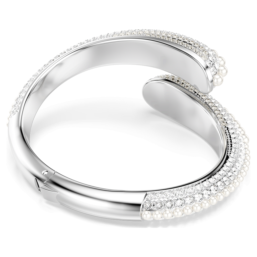 swarovski sublima cuff  crystal pearl  round cut  white  rhodium plated