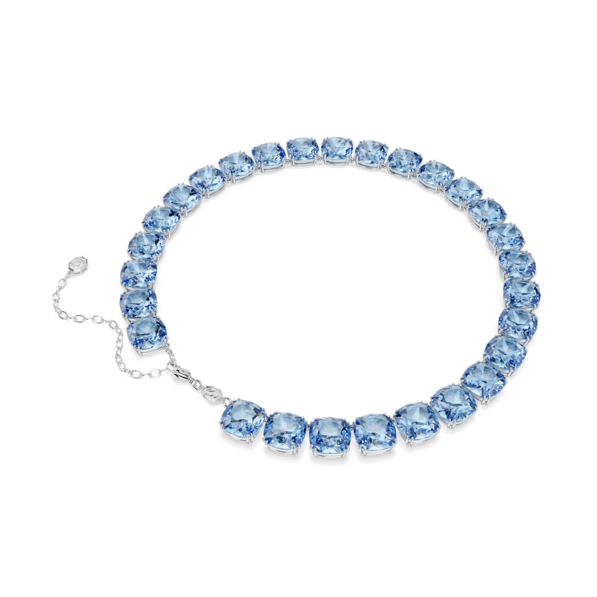 swarovski millenia necklace  cushion cut  blue  rhodium plated