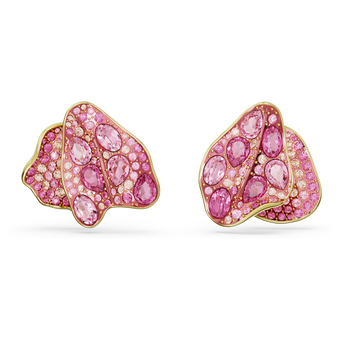 Florere stud earrings, Asymmetrical design, Flower, Pink, Gold-tone plated swarovski florere stud earrings  asymmetrical design  flower  pink  gold tone plated