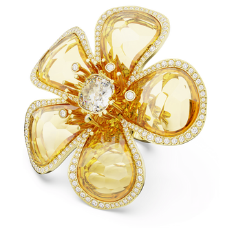 Florere cocktail ring, Flower, Yellow, Gold-tone plated swarovski florere cocktail ring  flower  yellow  gold tone plated