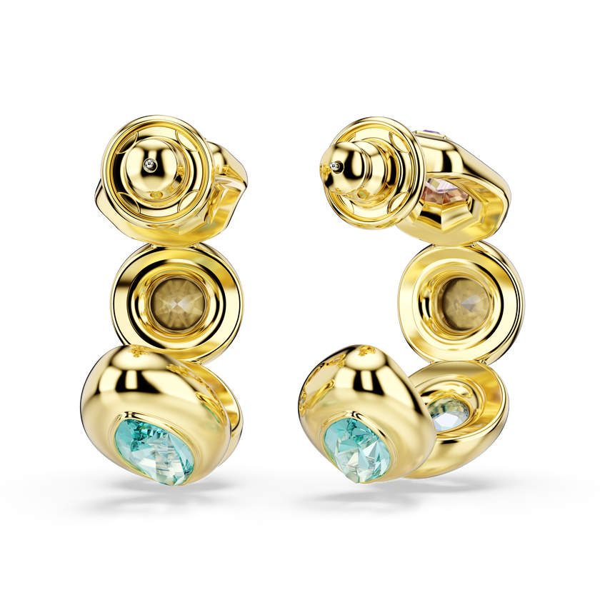 swarovski gema hoop earrings  mixed cuts  multicolored  gold tone plated