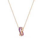Twist Rows Pendant, Purple, Rose-gold tone plated