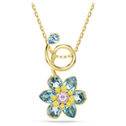swarovski idyllia pendant mixed cuts flower blue gold tone plated