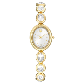swarovski imber oval watch  swiss made  metal bracelet  gold tone  gold tone finish