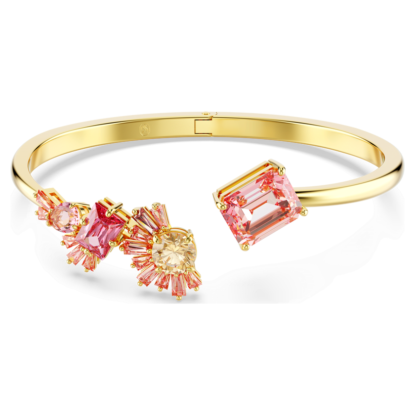 swarovski gema bangle  mixed cuts  pink  gold tone plated
