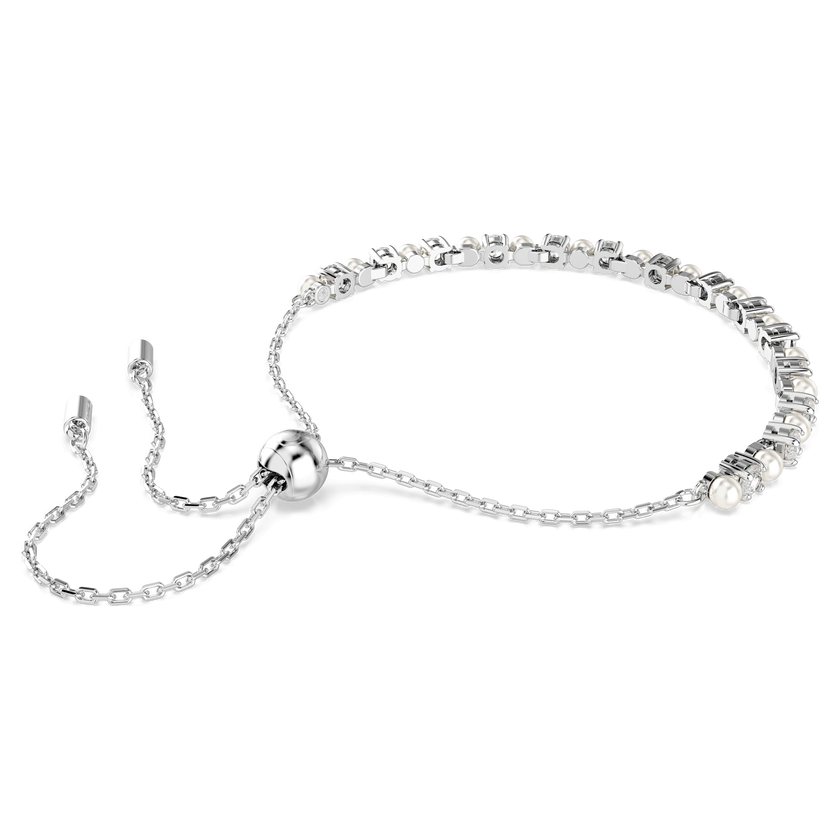 swarovski matrix bracelet  crystal pearl  round cut  white  rhodium plated