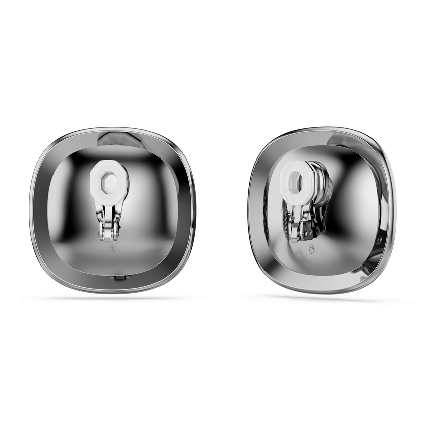 swarovski una angelic clip earrings  cushion cut  white  ruthenium plated