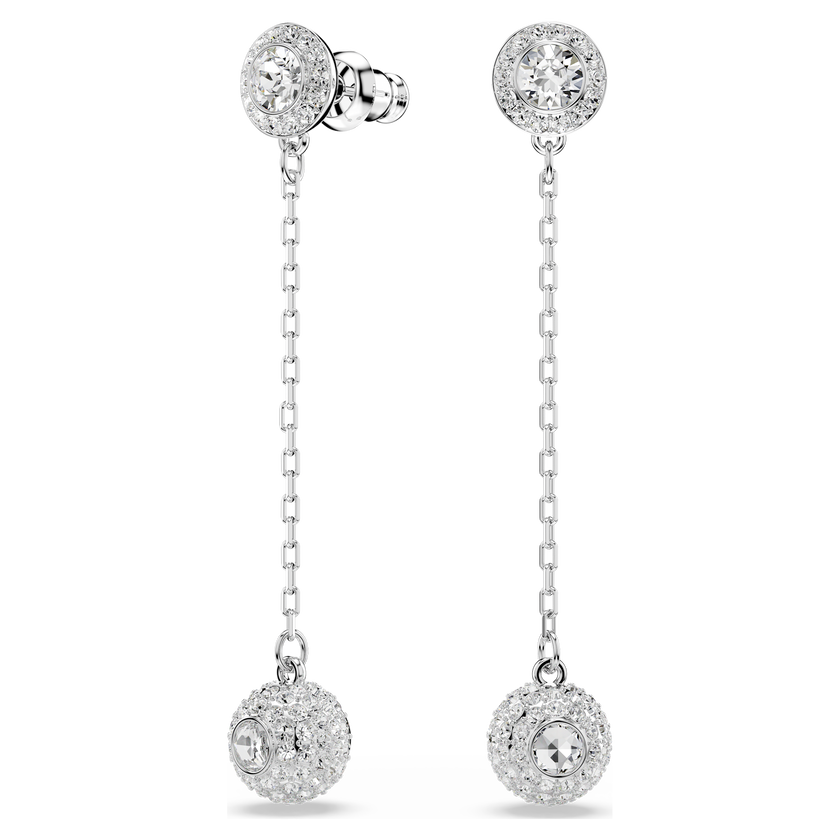 swarovski una angelic drop earrings  round cut  white  rhodium plated