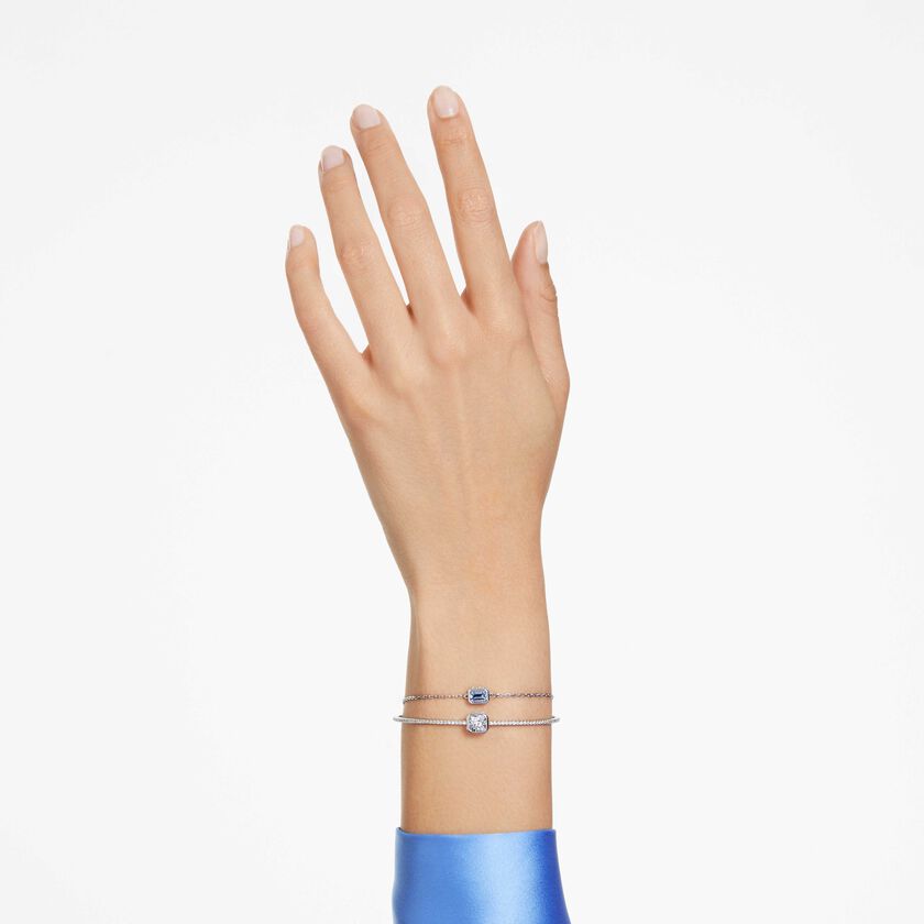 swarovski chroma bangle  mixed cuts  blue  rhodium plated