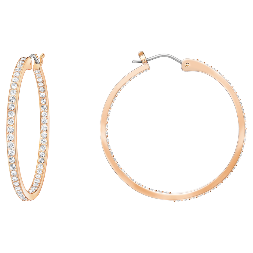 swarovski sommerset hoop earrings  white  rose gold tone plated