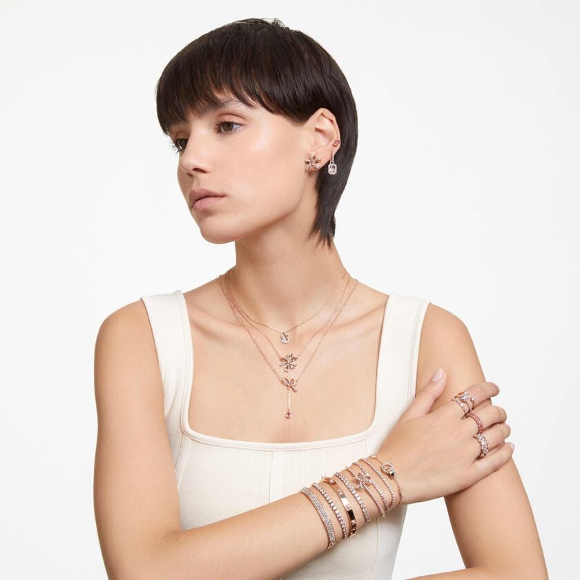 swarovski dextera bangle  octagon shape  white  rose gold tone plated