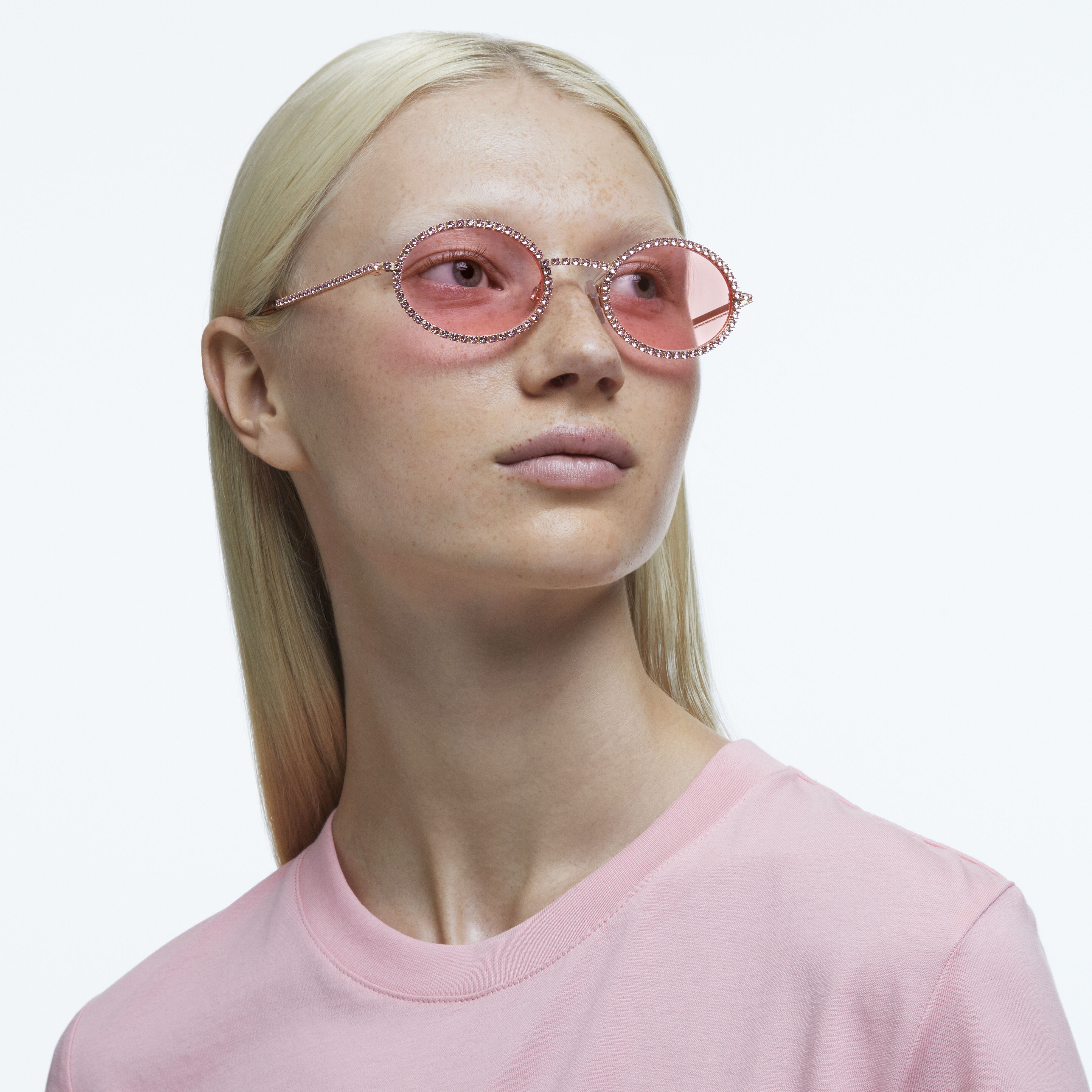 Millenia Sunglasses Oval Pav crystals Pink