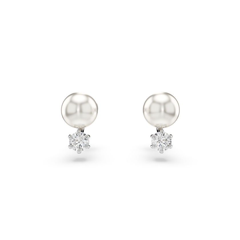 swarovski matrix set  crystal pearl  round cut  white  rhodium plated