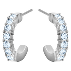 Mini Hoop hoop earrings, Blue, Rhodium plated