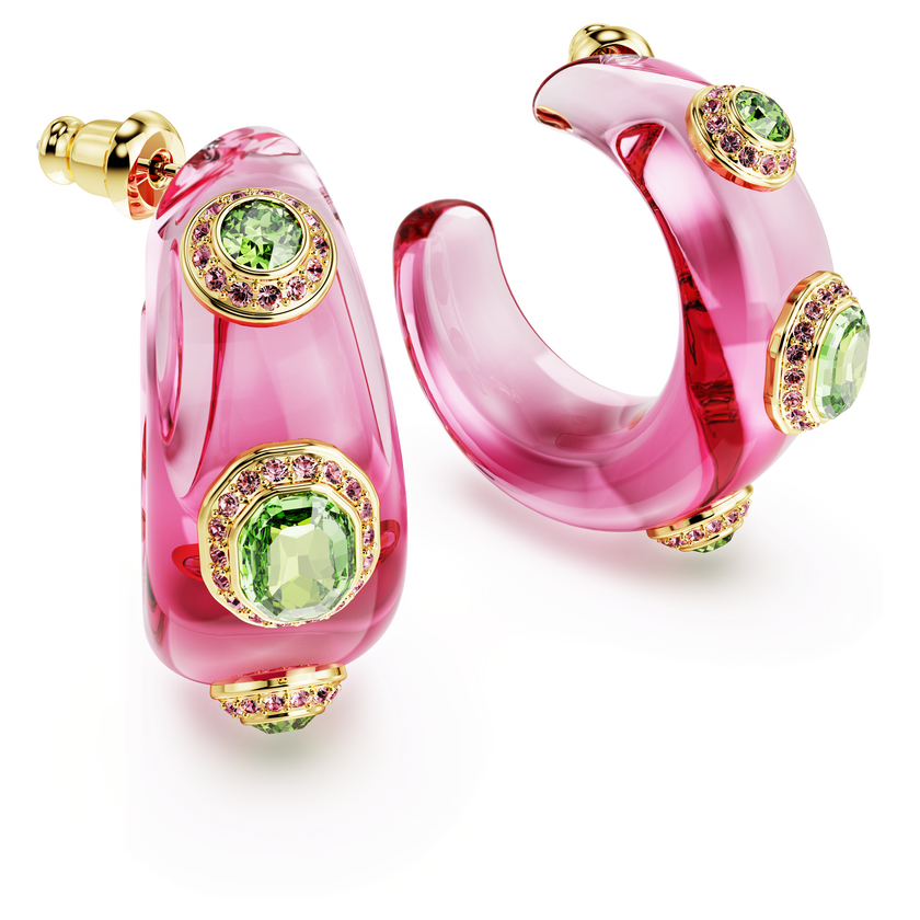 swarovski dulcis hoop earrings  mixed cuts  multicolored  gold tone plated
