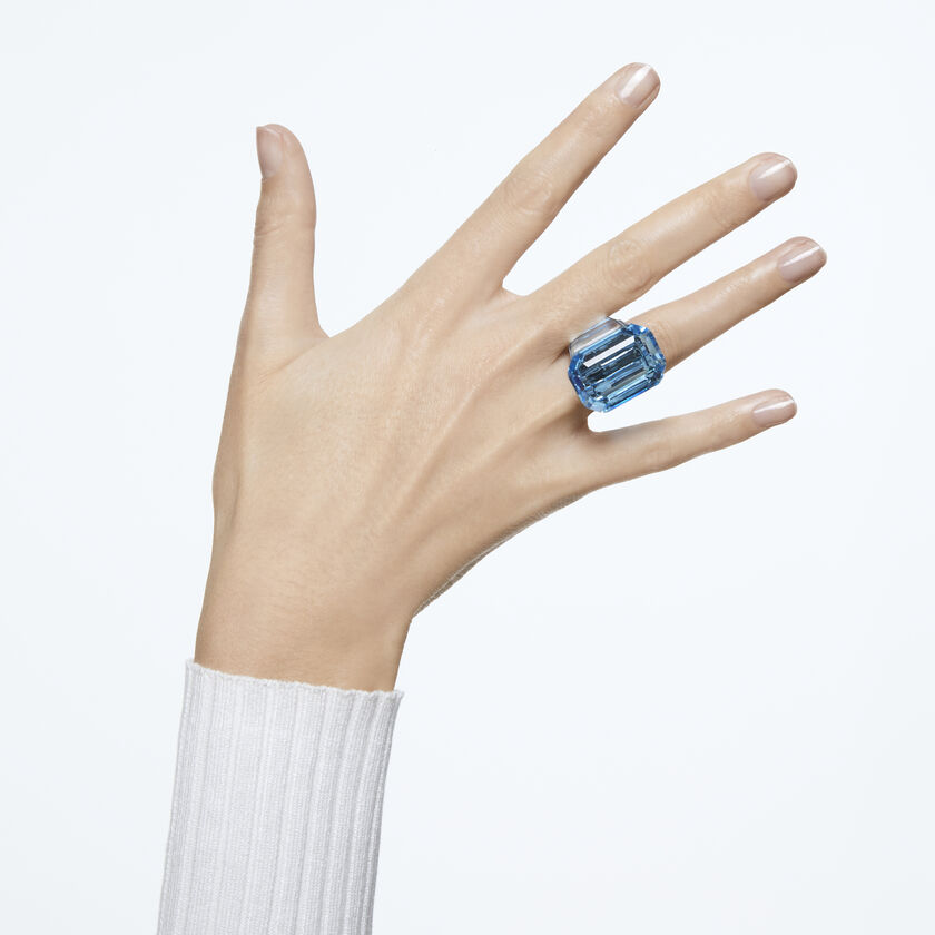 Lucent cocktail ring, Octagon cut, Blue