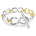 swarovski dextera bracelet  round cut  t bar  white  mixed metal finish