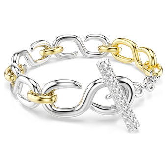 Dextera bracelet, Round cut, T-bar, White, Mixed metal finish swarovski dextera bracelet round cut t bar white mixed metal finish