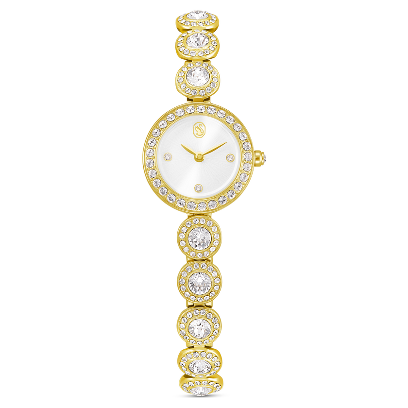 swarovski una angelic watch  crystal bracelet  gold tone  gold tone finish