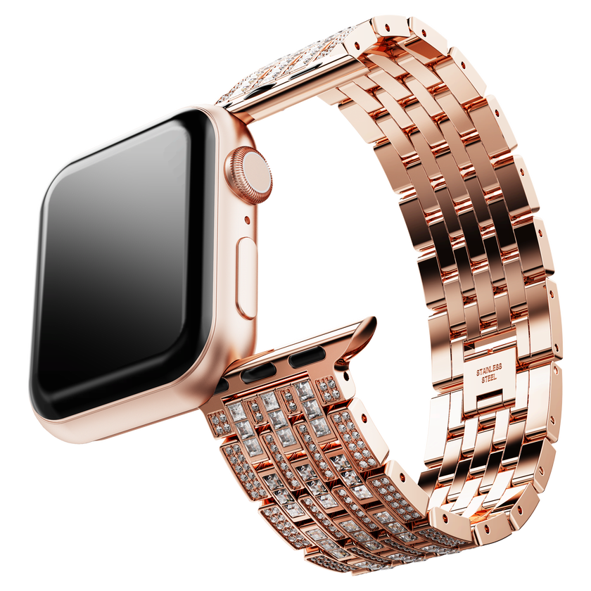 swarovski princess strap  for apple watch  40mm   41mm  rose gold tone  rose gold tone finish