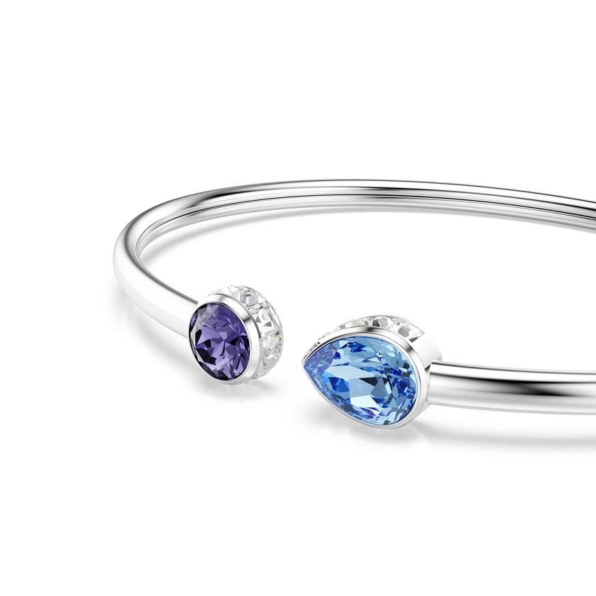 swarovski chroma bangle  mixed cuts  multicolored  rhodium plated